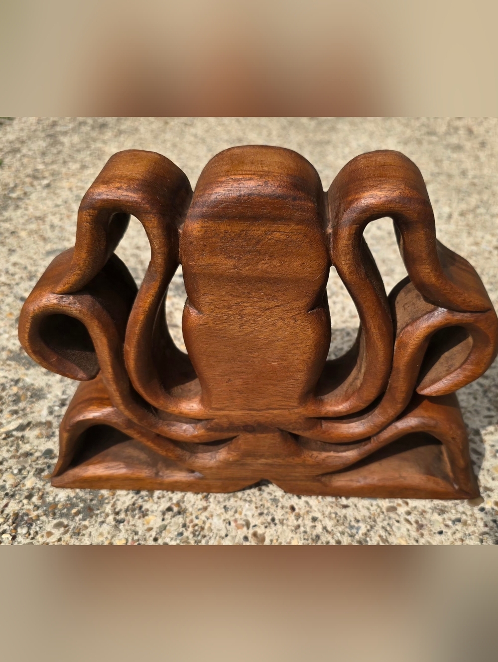 Hand Carved Wooden Octopus Sculpture Coastal Nautical Decor Shelf Art